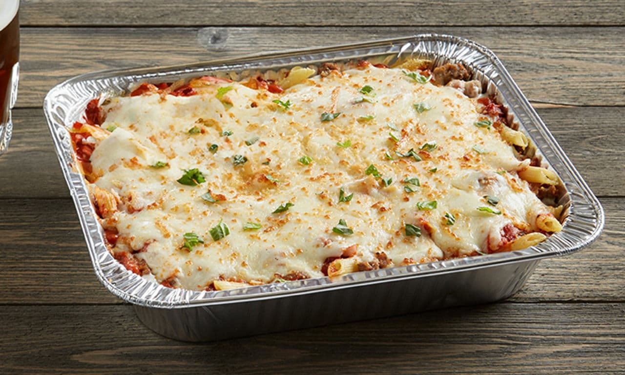 Deep Dish Ziti Baked Pasta with Meatballs, Sausage and More BJ's Menu
